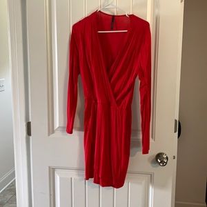 Red long sleeve dress, size large